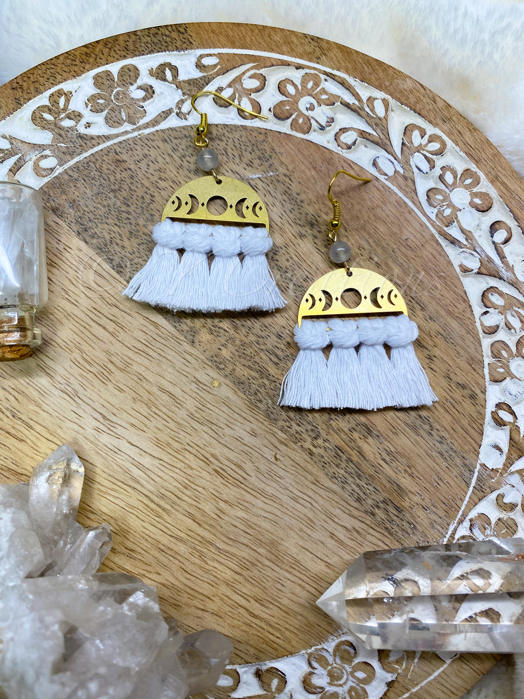 Moon phase Macrame earrings