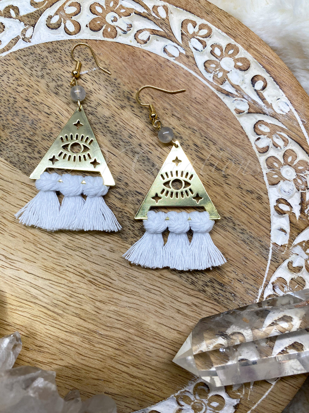 All Seeing Eye Macrame Earrings